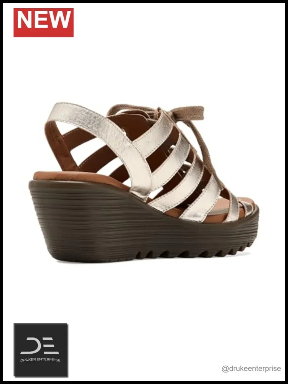 Genuine Leather Lace-Up Wedge Sandals Comfortable Platform Heels